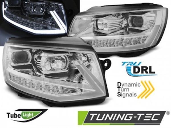 Scheinwerfer DRL LED Tagfahrlicht passend für VW T6 Bj. 15-19 Chrom mit dynamischen LED Blinker