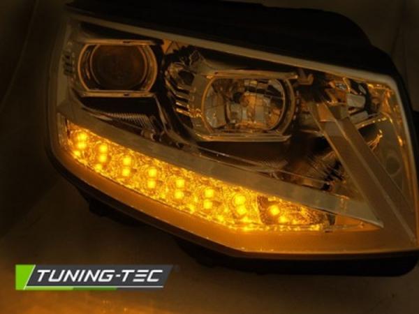 Scheinwerfer DRL LED Tagfahrlicht passend für VW T6 Bj. 15-19 Chrom mit dynamischen LED Blinker