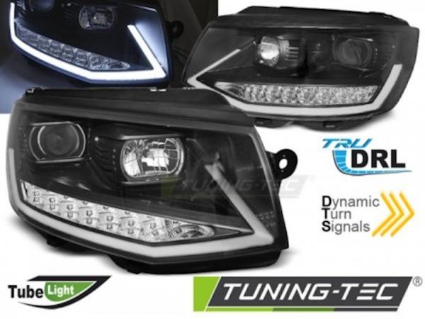 Scheinwerfer DRL LED Tagfahrlicht passend für VW T6 15-19 Schwarz mit dynamischen LED Blinker