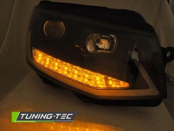 Scheinwerfer DRL LED Tagfahrlicht passend für VW T6 15-19 Schwarz mit dynamischen LED Blinker