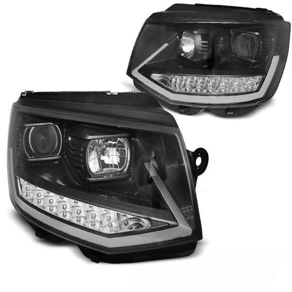 Scheinwerfer DRL LED Tagfahrlicht passend für VW T6 15-19 Schwarz mit dynamischen LED Blinker