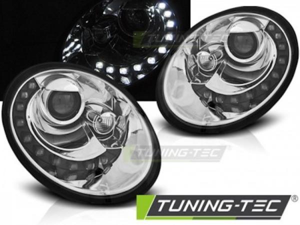 Scheinwerfer LED Tagfahrlicht Optik passend für VW New Beetle 9C Facelift 05-10 Chrom