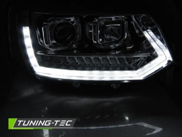 Tagfahrlicht Scheinwerfer passend für VW T5 GP (Facelift) 10-15 chrom dynamische LED Blinker