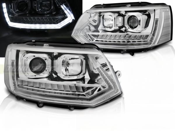 Tagfahrlicht Scheinwerfer passend für VW T5 GP (Facelift) 10-15 chrom dynamische LED Blinker