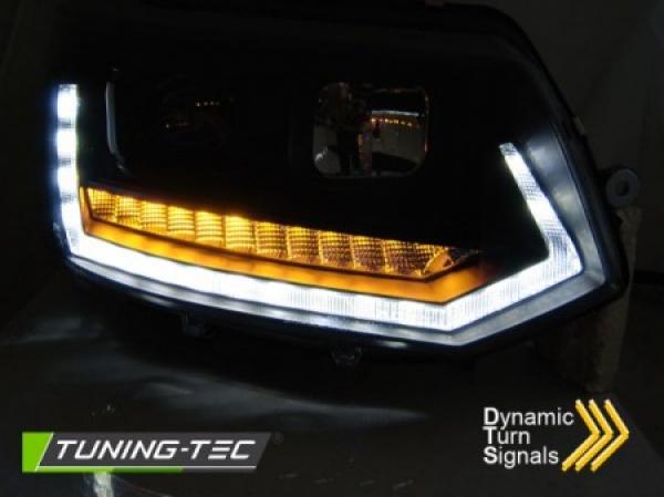 Tagfahrlicht Scheinwerfer passend für VW T5 GP (Facelift) 10-15 schwarz dyn LED Blinker