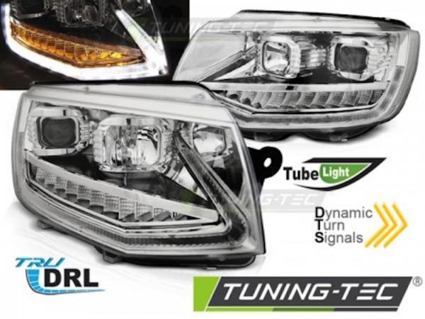 Scheinwerfer DRL LED Tagfahrlicht passend für VW T6 Bj. 15-19 Chrom mit dynamische Blinker