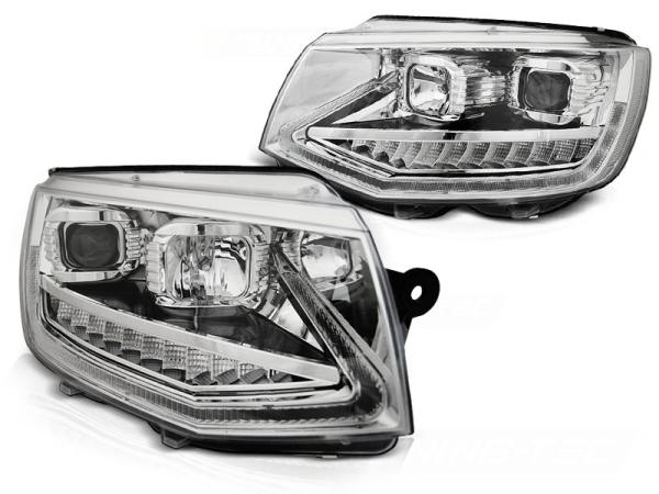 Scheinwerfer DRL LED Tagfahrlicht passend für VW T6 Bj. 15-19 Chrom mit dynamische Blinker