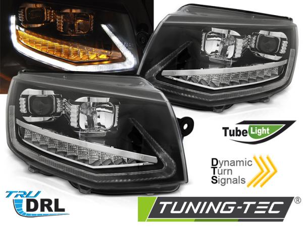 Scheinwerfer LED Tagfahrlicht passend für VW T6 Bj. 15-19 dynamischer Blinker Schwarz