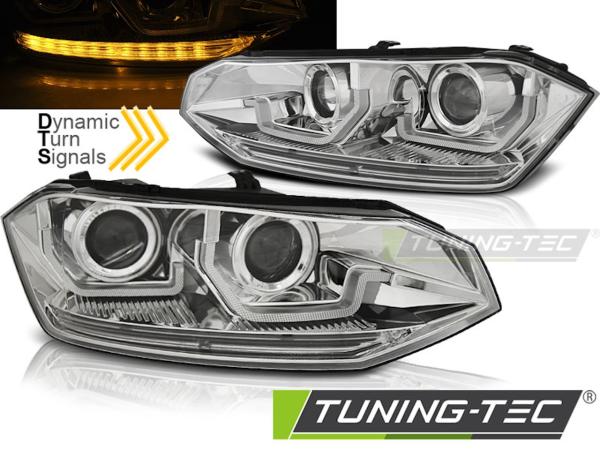 Scheinwerfer passend für VW Polo VI 2G Bj. 2017- Chrom mit dynamischem Blinker