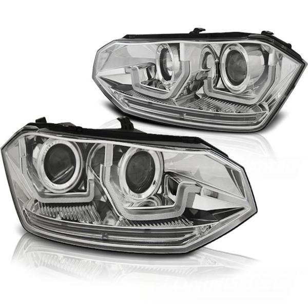 Scheinwerfer passend für VW Polo VI 2G Bj. 2017- Chrom mit dynamischem Blinker