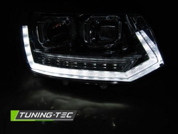 Scheinwerfer DRL LED Tagfahrlicht passend für VW T5 GP Facelift 10-15 Chrom im T6 Design