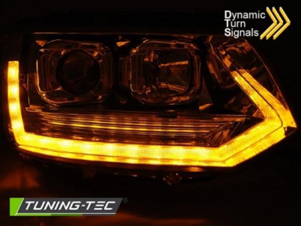 Scheinwerfer DRL LED Tagfahrlicht passend für VW T5 GP Facelift 10-15 Chrom im T6 Design