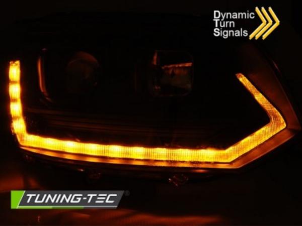 Scheinwerfer DRL LED Tagfahrlicht passend für VW T5 GP Facelift 10-15 Schwarz im T6 Look