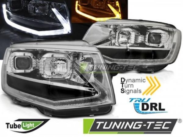 Scheinwerfer DRL LED Tagfahrlicht passend für VW T6 Bj. 15-19 Chrom mit dynamischen LED Blinker