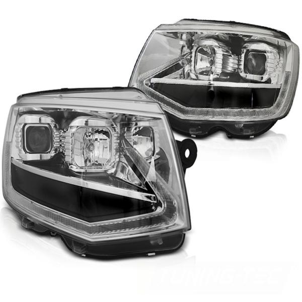Scheinwerfer DRL LED Tagfahrlicht passend für VW T6 Bj. 15-19 Chrom mit dynamischen LED Blinker