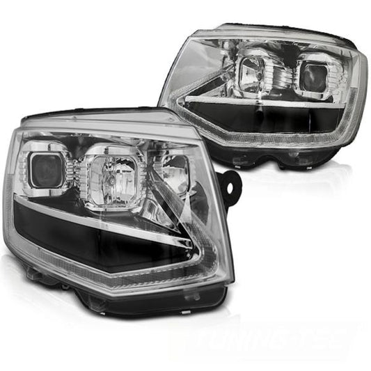 Scheinwerfer DRL LED Tagfahrlicht passend für VW T6 Bj. 15-19 Chrom mit dynamischen LED Blinker