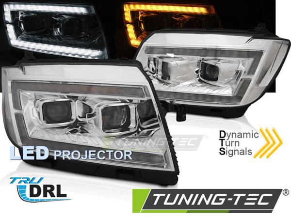VOLL LED Tagfahrlicht Scheinwerfer passend für VW Crafter II  ab 2017 chrom dynamischem LED Blinker