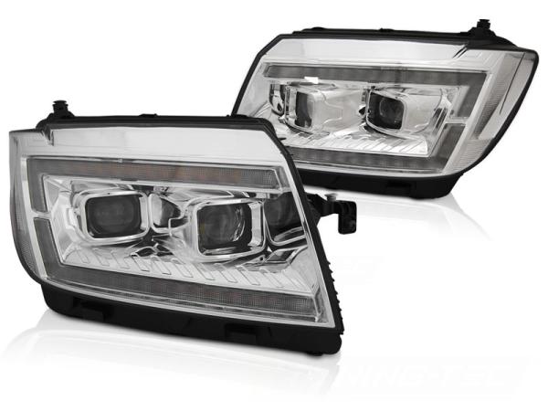 VOLL LED Tagfahrlicht Scheinwerfer passend für VW Crafter II  ab 2017 chrom dynamischem LED Blinker