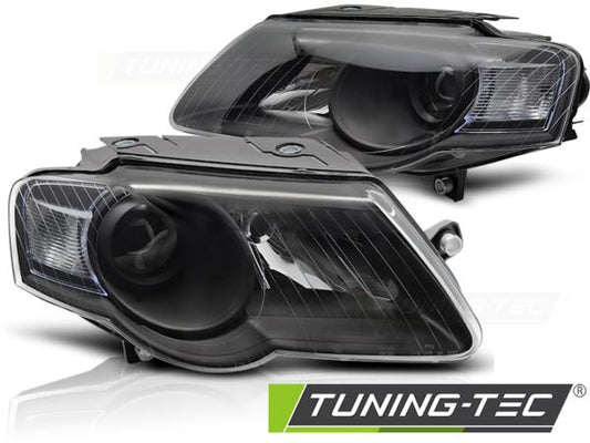 Scheinwerfer Klarglas passend für VW Passat 3C B6 Bj. 05-10 Schwarz