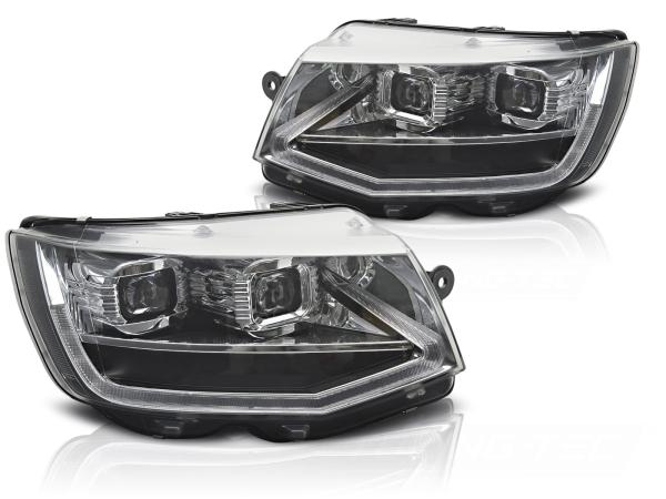 Voll LED Scheinwerfer Tagfahrlicht passend für VW T6 Bj. 15-19 Chrom mit dynamischem LED Blinker