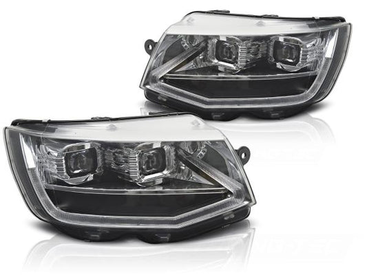 Voll LED Scheinwerfer Tagfahrlicht passend für VW T6 Bj. 15-19 Chrom mit dynamischem LED Blinker