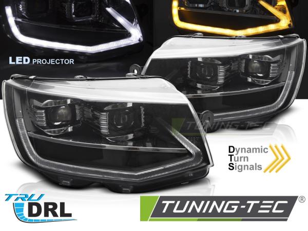 Voll LED Tagfahrlicht Scheinwerfer Set passend für VW T6 15-19 schwarz mit dynamischen LED Blinker