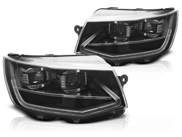 Voll LED Tagfahrlicht Scheinwerfer Set passend für VW T6 15-19 schwarz mit dynamischen LED Blinker