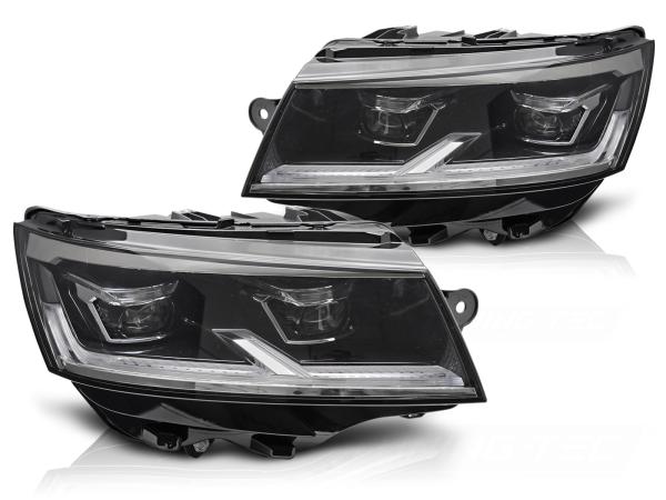Voll LED Tagfahrlicht Scheinwerfer Set passend für VW T6.1 20-24 schwarz mit dynamischen LED Blinker
