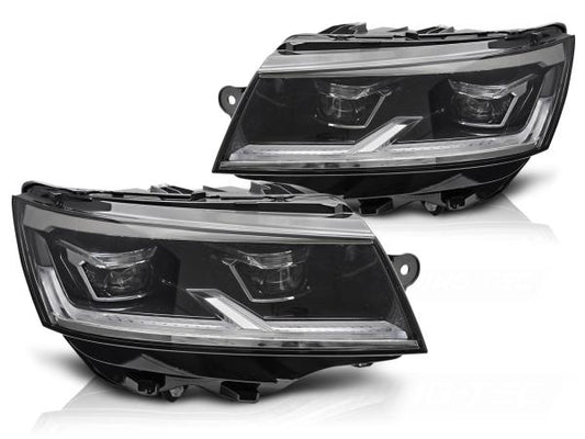 Voll LED Tagfahrlicht Scheinwerfer Set passend für VW T6.1 20-24 schwarz mit dynamischen LED Blinker