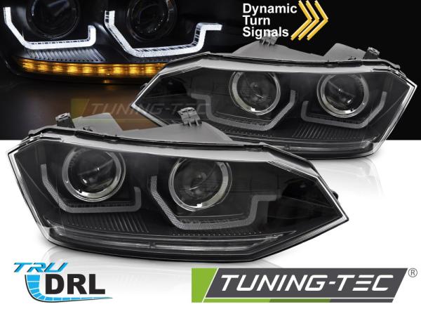 Scheinwerfer DRL LED Tagfahrlicht  schwarz passend für VW Polo 6R 17-21 dynamischer Blinker
