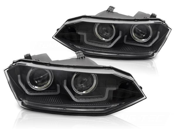 Scheinwerfer DRL LED Tagfahrlicht  schwarz passend für VW Polo 6R 17-21 dynamischer Blinker