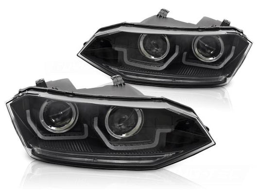 Scheinwerfer DRL LED Tagfahrlicht  schwarz passend für VW Polo 6R 17-21 dynamischer Blinker