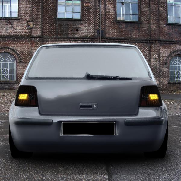 SET LED Rückleuchten Heckleuchten Schwarz Smoke IV Rücklichter passend für VW Golf 4 97-