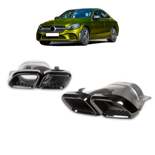 Auspuffblenden ESD Blenden Schwarz passend für Mercedes C-Klasse C205 A205 GLC X253 C253 AMG-Line