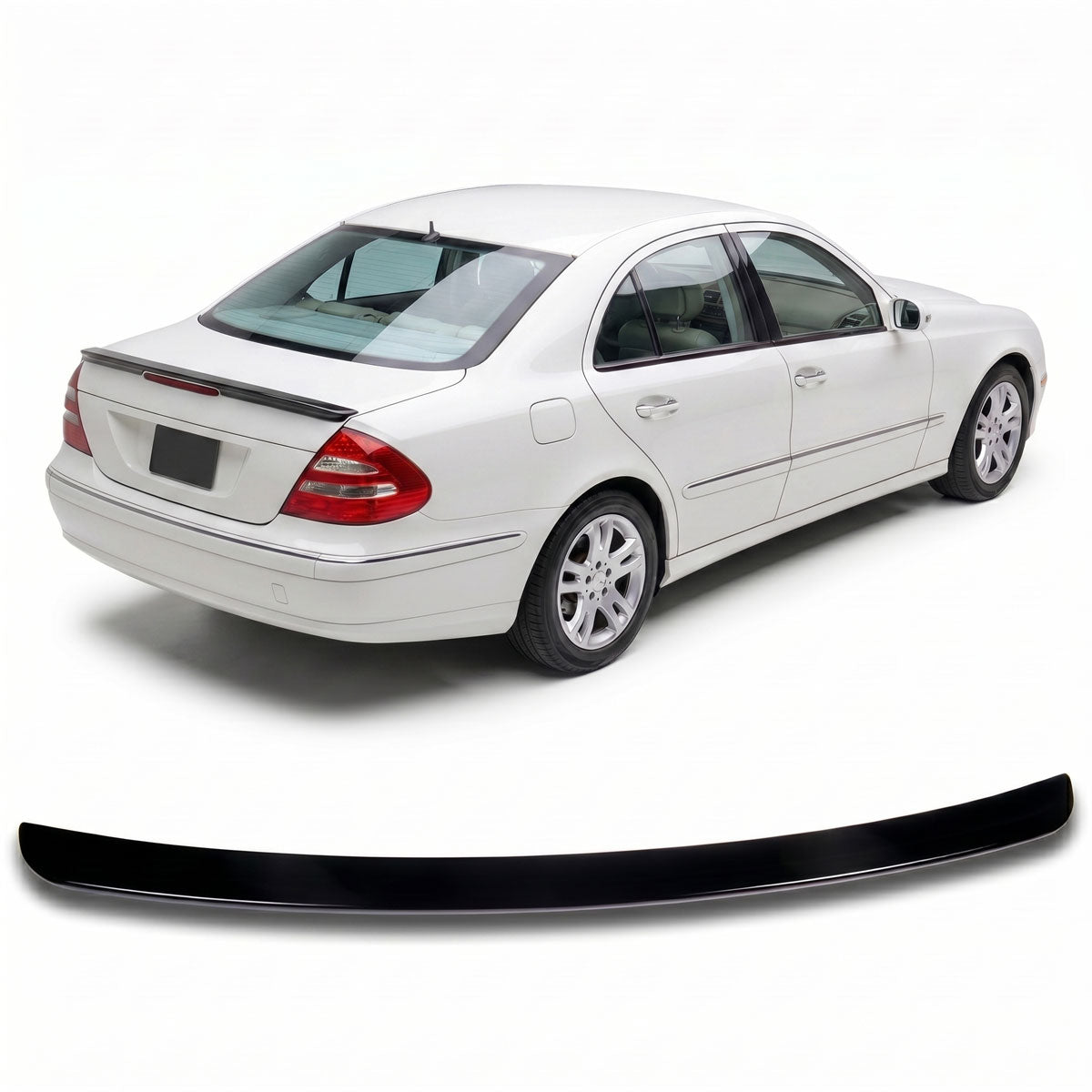Heckspoiler Schwarz glänzend passend für Mercedes-Benz E-Klasse W211 Limousine 2002-2009 – Produktansicht