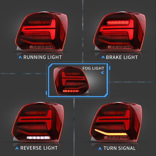 Voll LED Rückleuchten passend für VW Polo 6R 6C 2011-2017 Rot