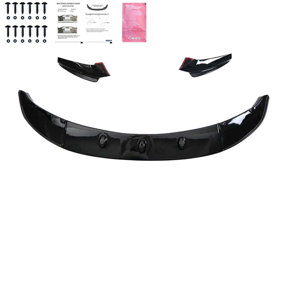 Frontspoiler-Flaps schwarz glänzend passend für BMW 5er F10/F11 M-Paket 2011-2016 Frontsplitter w / Flaps – Ansicht 1