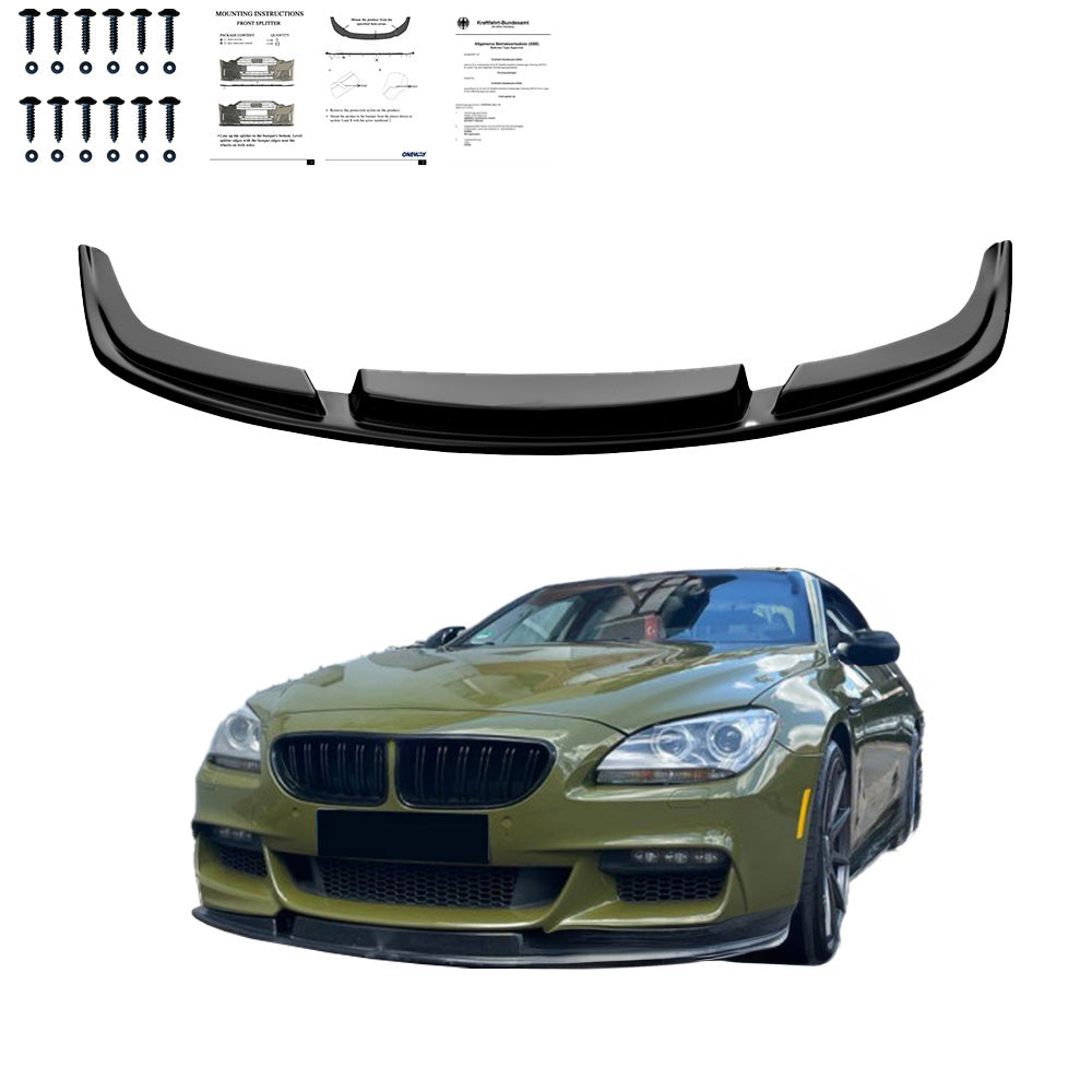 Frontsplitter schwarz glänzend passend für BMW 6er F06/F12/F13 Facelift M-Paket 2013-2018 – Ansicht 1