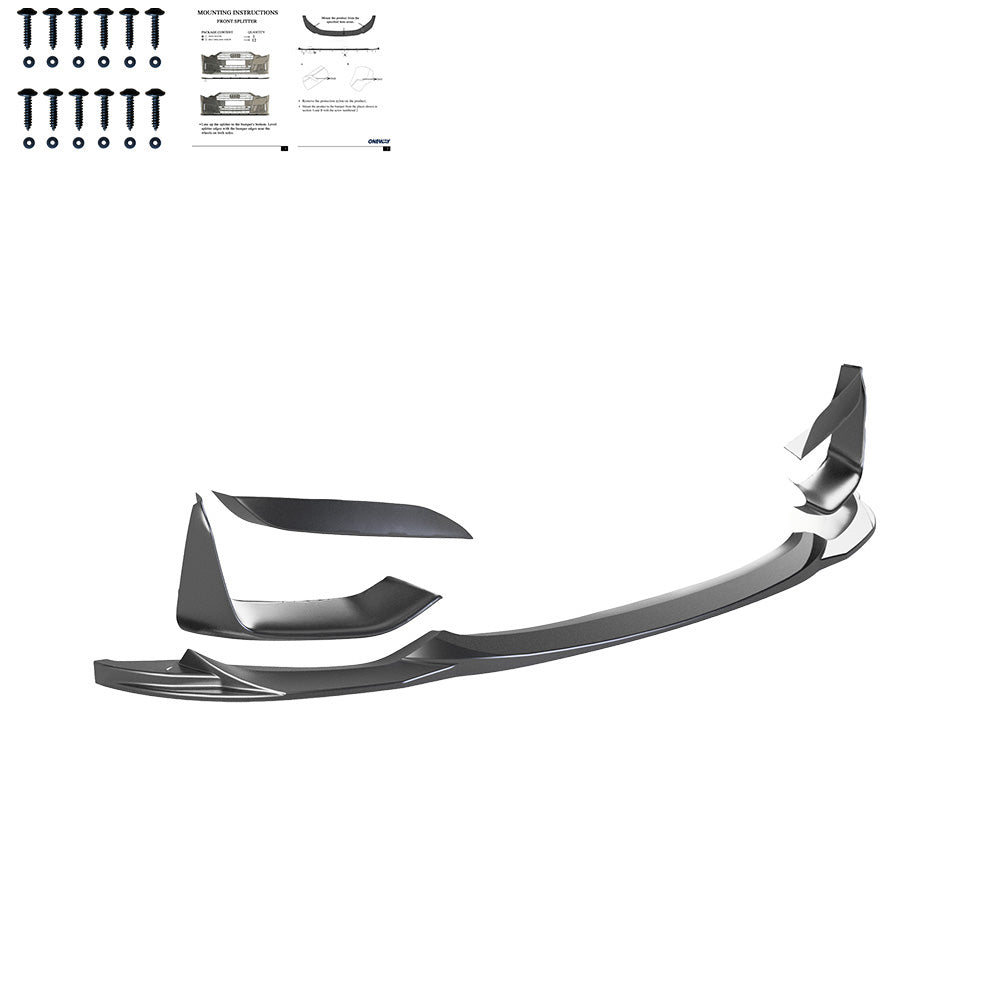 Frontspoiler-Flaps schwarz glänzend passend für BMW M4 F82 / M3 F80 2014-2021 mit Front Flaps – Ansicht 3
