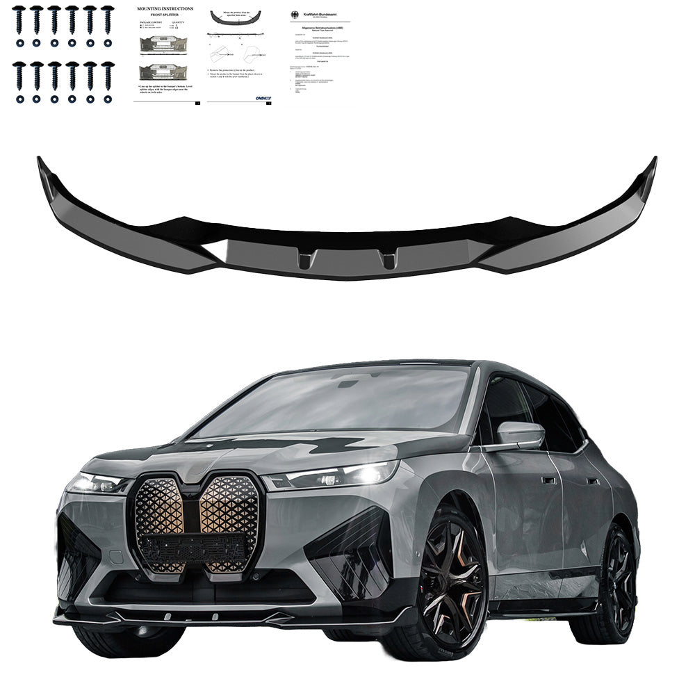 Frontsplitter schwarz glänzend passend für BMW iX M-Paket i20 2021+ – Ansicht 1