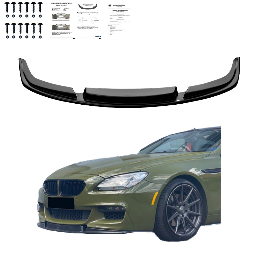 Frontsplitter schwarz glänzend passend für BMW 6er F06/F12/F13 Facelift M-Paket 2013-2018 – Ansicht 2