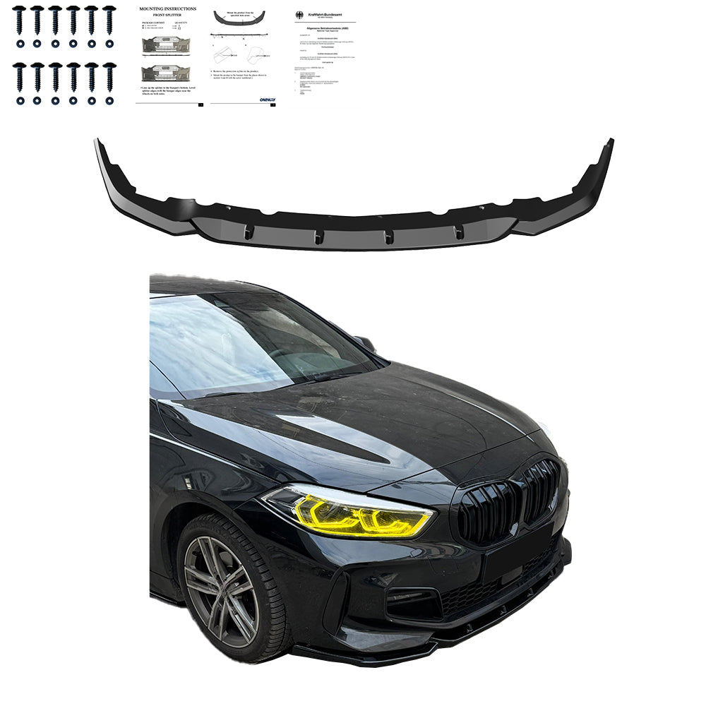 Frontsplitter schwarz glänzend passend für BMW 1er F40 M-Paket / M135i 2019+ – Ansicht 2