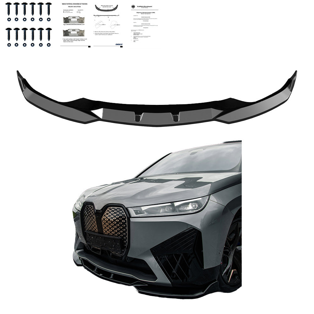 Frontsplitter schwarz glänzend passend für BMW iX M-Paket i20 2021+ – Ansicht 2
