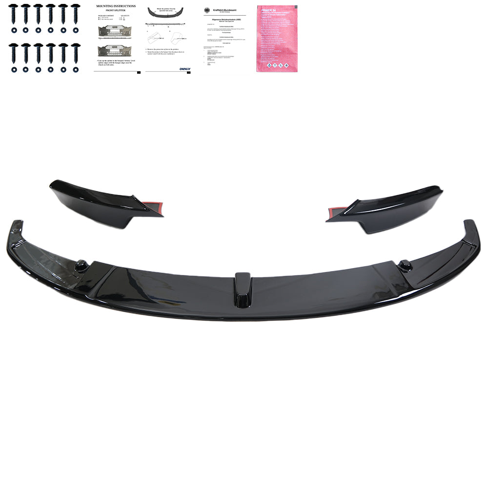 Frontspoiler-Flaps schwarz glänzend passend für BMW 3er F30 M-Paket 2012-2019 w / Flaps – Ansicht 3