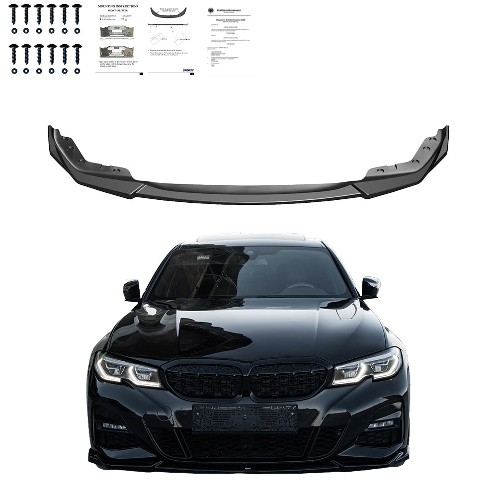 Frontsplitter schwarz glänzend passend für BMW 3er G20-G21 M-Paket 2018-2022 – Ansicht 1