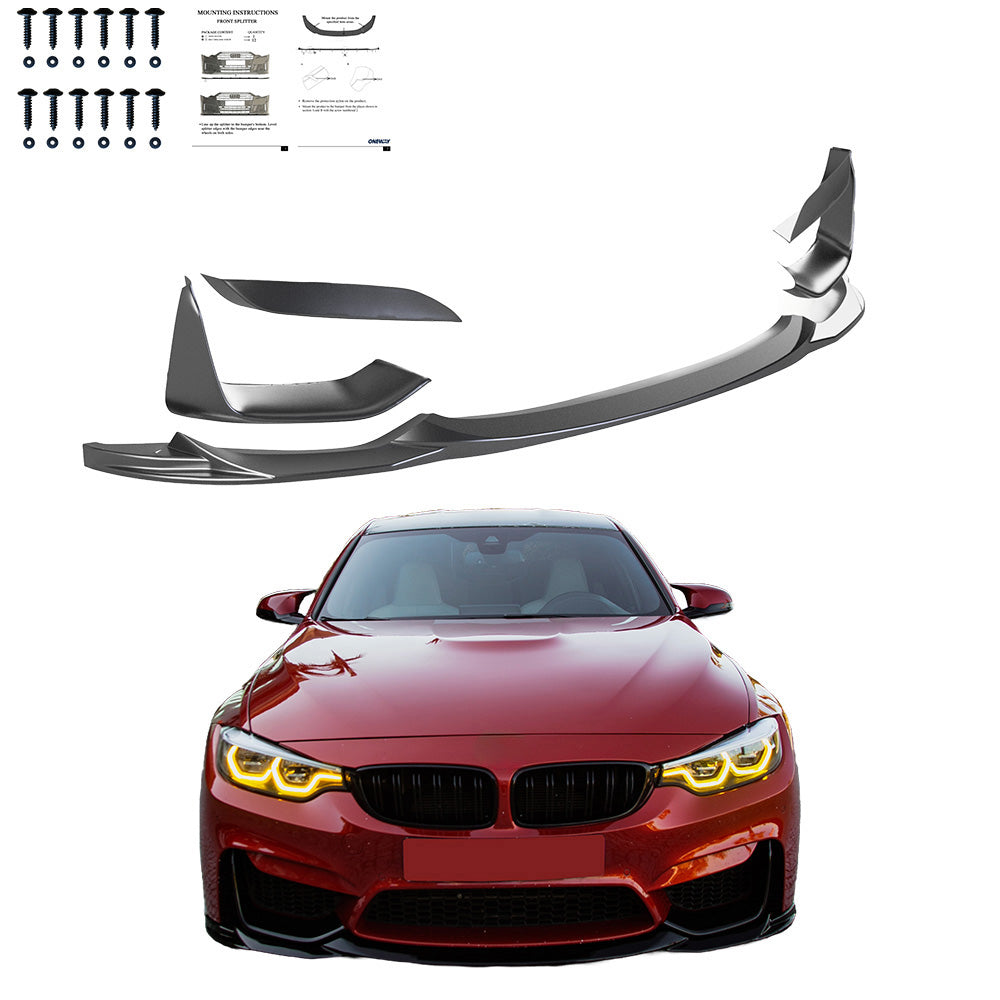 Frontspoiler-Flaps schwarz glänzend passend für BMW M4 F82 / M3 F80 2014-2021 mit Front Flaps – Ansicht 1