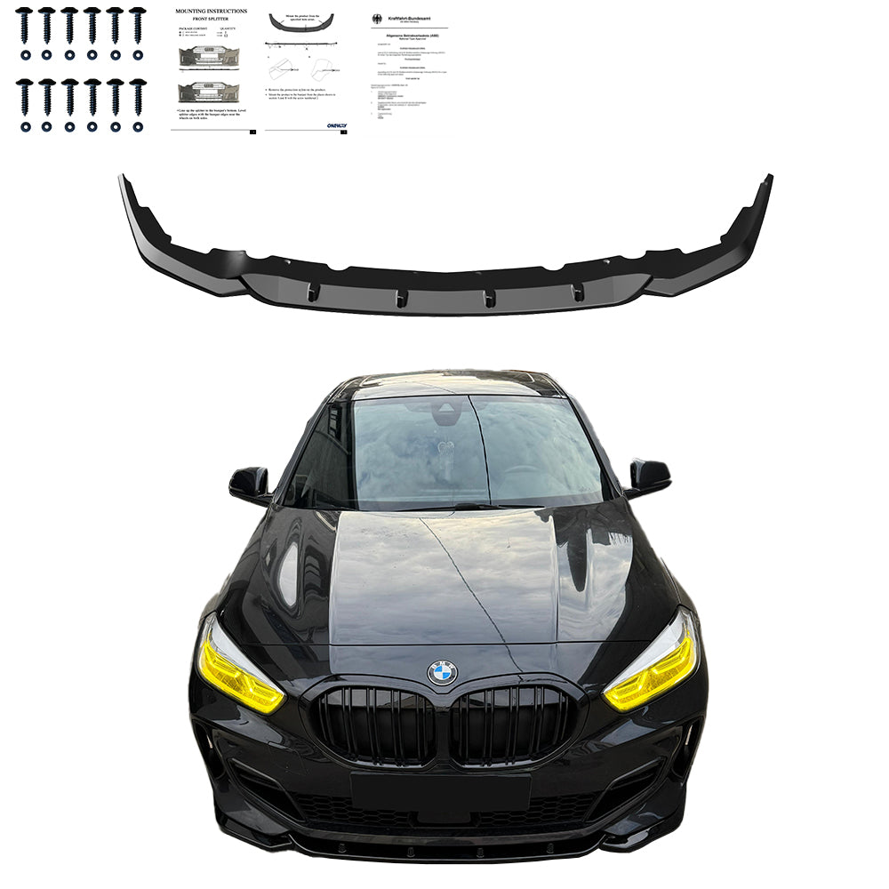 Frontsplitter schwarz glänzend passend für BMW 1er F40 M-Paket / M135i 2019+ – Ansicht 1