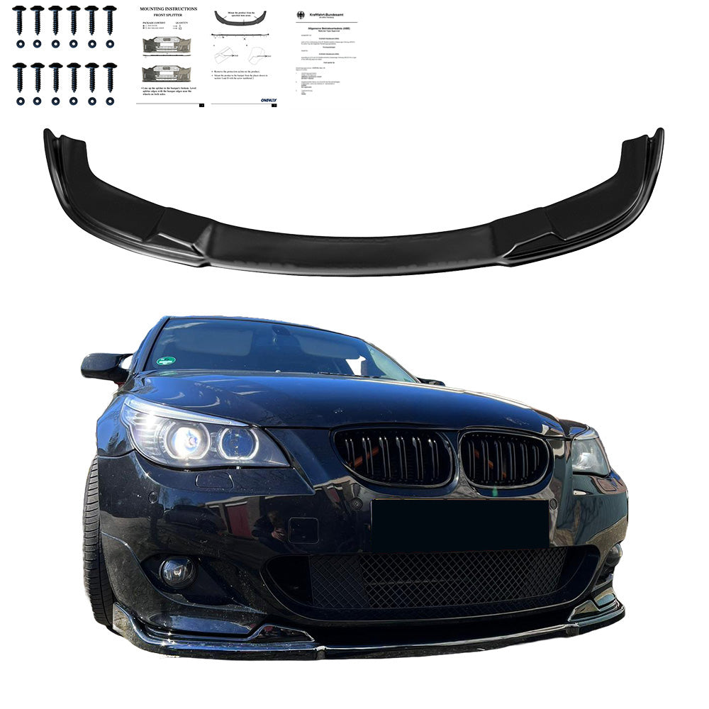 Frontsplitter schwarz glänzend passend für BMW 5er E60 E61 M-Paket 2003-2010 – Ansicht 1