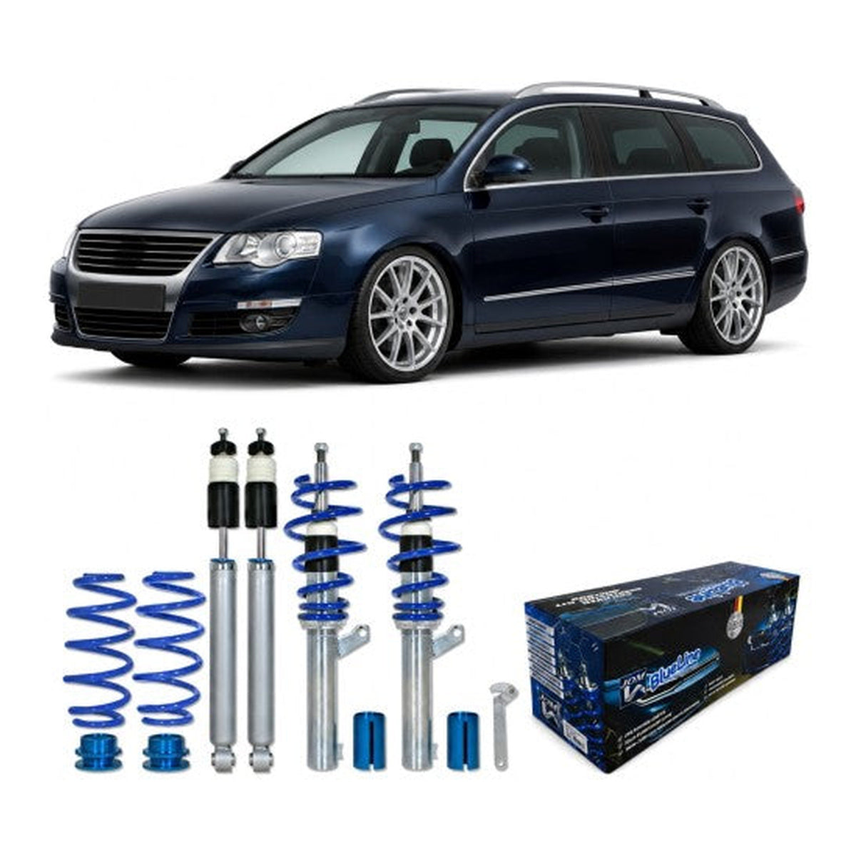 BlueLine Gewindefahrwerk passend für VW Passat 3C inkl. Variant-Modelle 1.6, 2.0, 2.0T / DSG, 1.9TDi