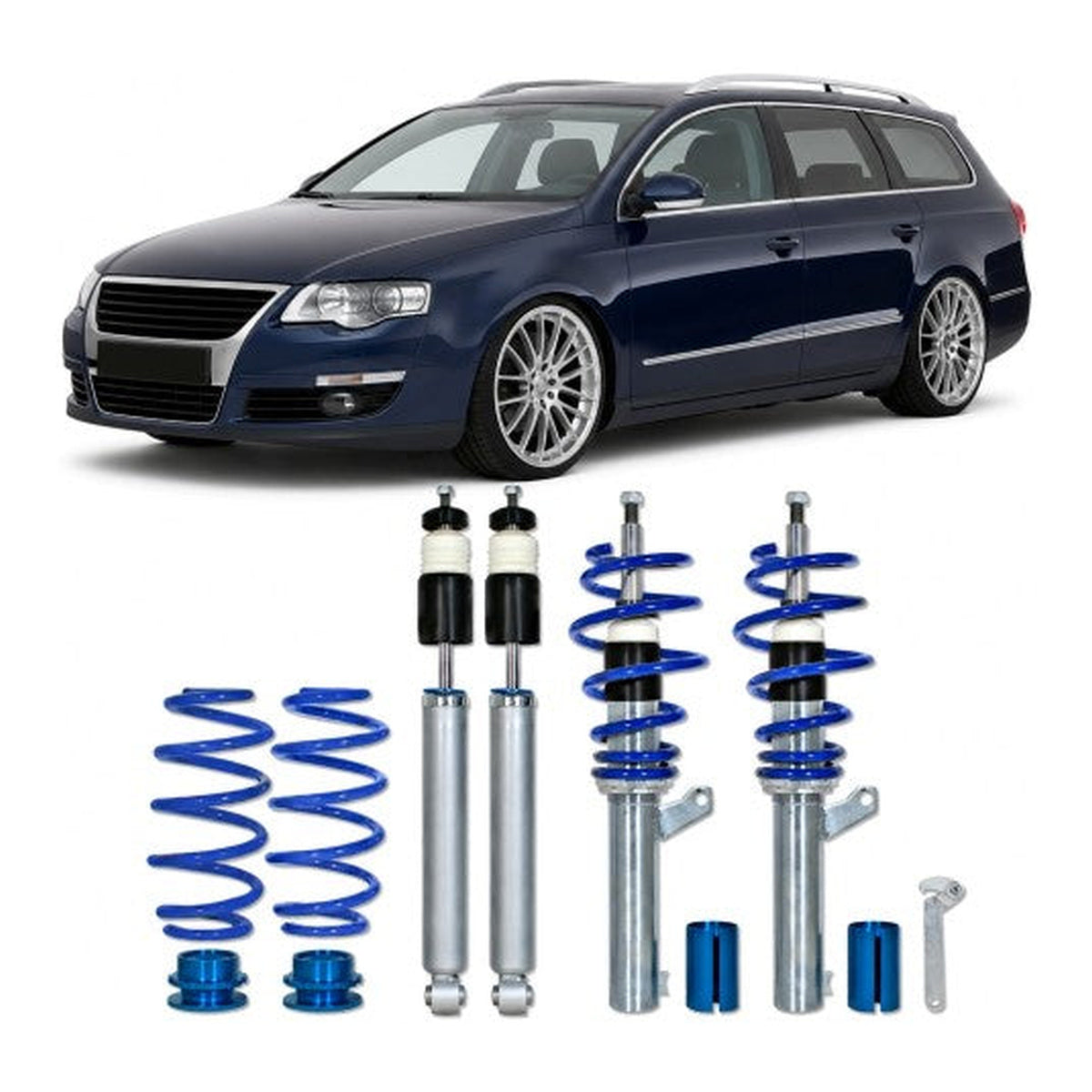 BlueLine Gewindefahrwerk passend für VW Passat 3C inkl. Variant-Modelle 1.6, 2.0, 2.0T / DSG, 1.9TDi